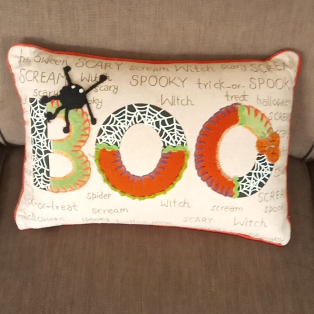 Pier 1 Boo Spider Web Halloween Pillow